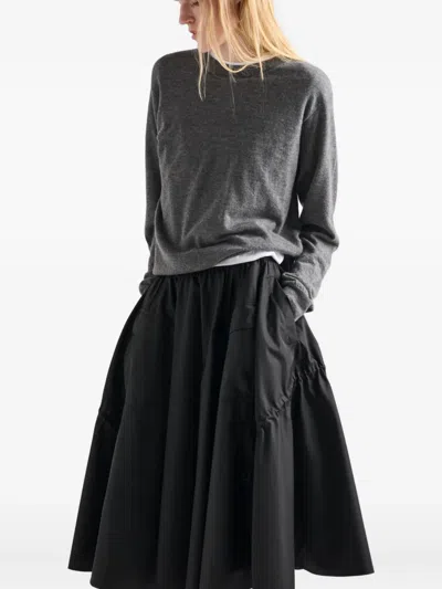 Prada Patch-pocket Drawstring Midi Skirt In Black