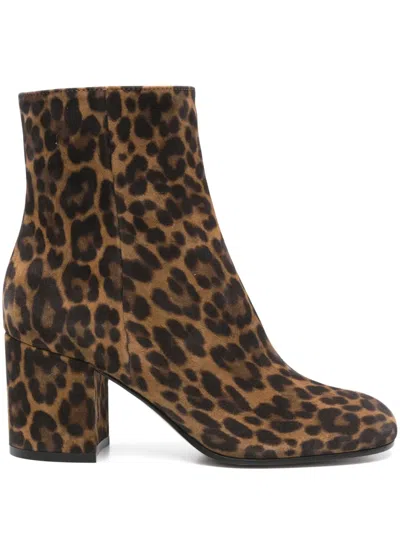 Gianvito Rossi Joelle 70 Leopard-print Suede Ankle Boots In Brown