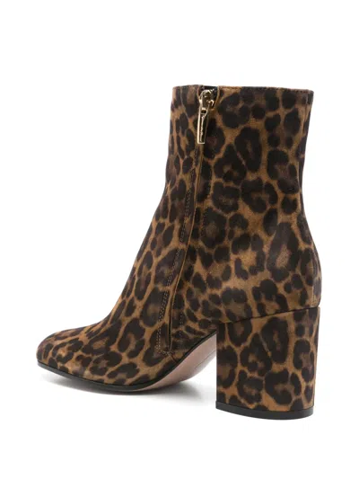 Gianvito Rossi Joelle 70 Leopard-print Suede Ankle Boots In Brown