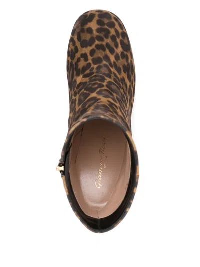 Gianvito Rossi Joelle 70 Leopard-print Suede Ankle Boots In Brown