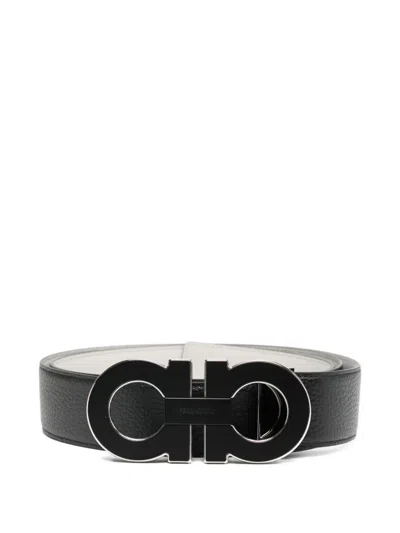 Ferragamo Double-sided Adjustable Waist Belt In Black