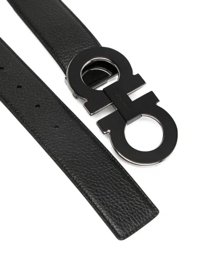 Ferragamo Double-sided Adjustable Waist Belt In Black