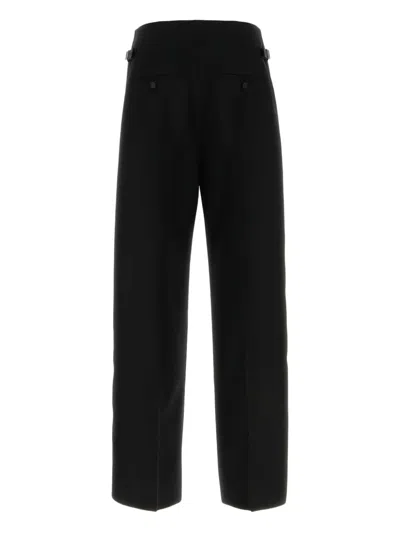 Alexander Mcqueen Black Wool Wide-leg Pant In Animal Print