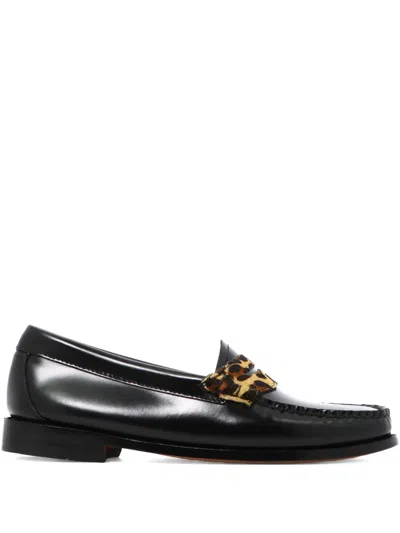 G.h. Bass & Co. Leopard-print Strap Loafers In Black