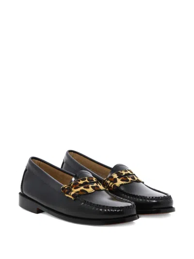 G.h. Bass & Co. Leopard-print Strap Loafers In Black