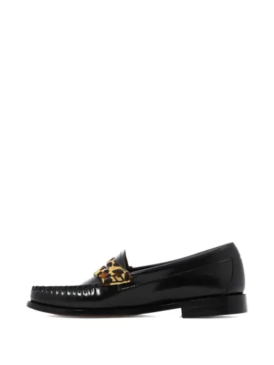 G.h. Bass & Co. Leopard-print Strap Loafers In Black