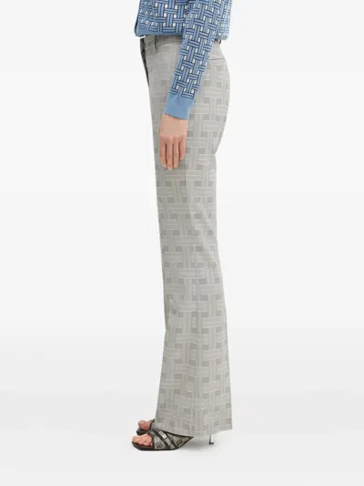 Kenzo Weave Flared Trousers In Gray