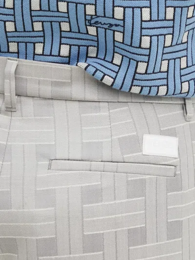 Kenzo Weave Flared Trousers In Gray