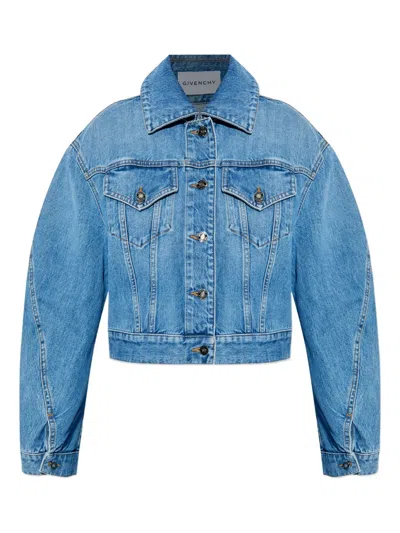 Givenchy Womens Medium Blue Cropped Denim Jacket In Multi