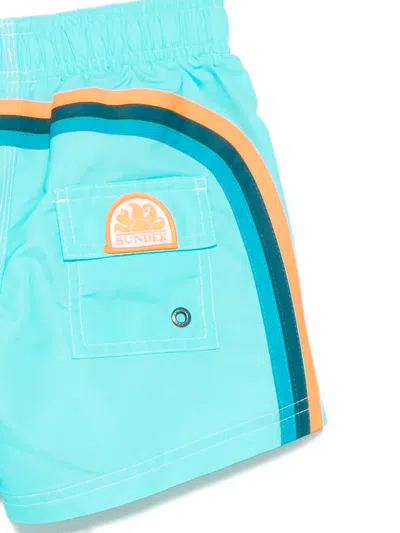 Sundek Rainbow Stripe Swim Shorts In Blue