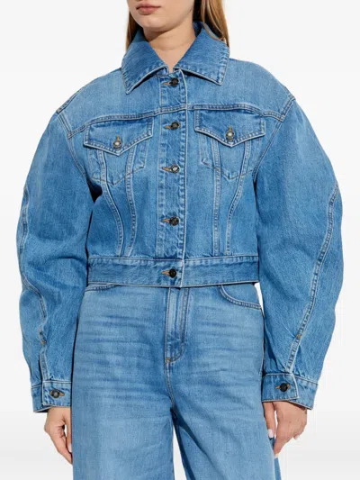 Givenchy Womens Medium Blue Cropped Denim Jacket In Multi