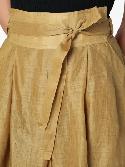 Mark Kenly Domino Tan Mkdt Studio Nova Pleated Skirt In Ramie