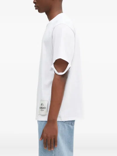 Fiorucci Distressed-hem Logo-patch T-shirt In White