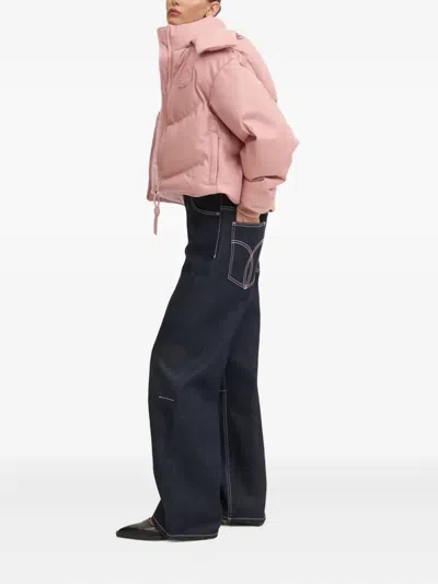 Fiorucci Quilted Logo-patch Jacket In Purple