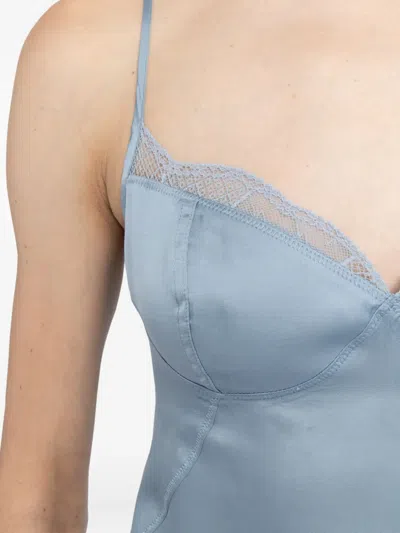 Zadig & Voltaire Womens Cloud Rialta Lace-embroidered Cut-out Satin Midi Dress Xs In Blue