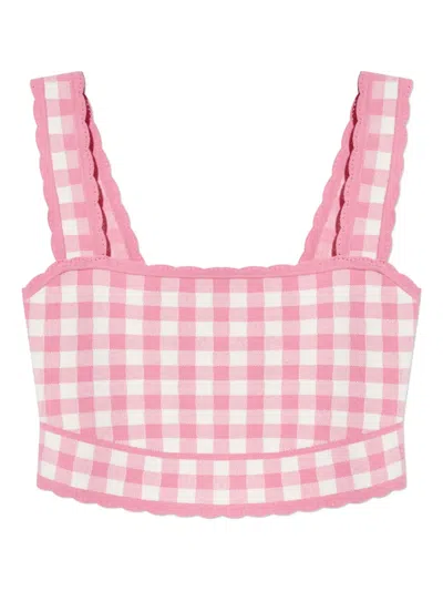 Loveshackfancy Gingham Scalloped-edge Top In Purple