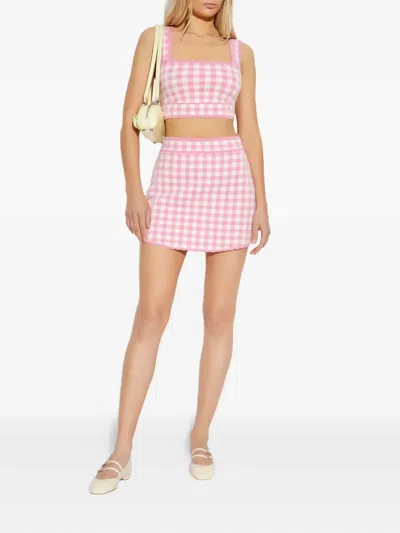 Loveshackfancy Gingham Scalloped-edge Top In Purple