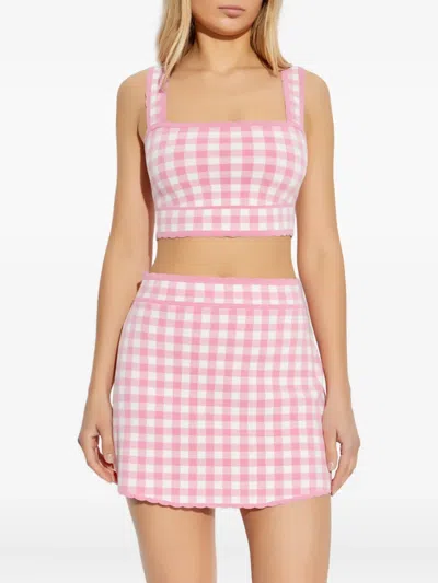 Loveshackfancy Gingham Scalloped-edge Top In Purple