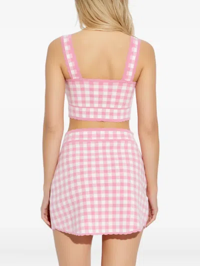 Loveshackfancy Gingham Scalloped-edge Top In Purple