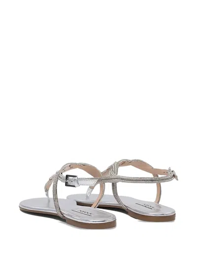 Ninalilou Braided Leather Sandals With Silver Finish In Silver