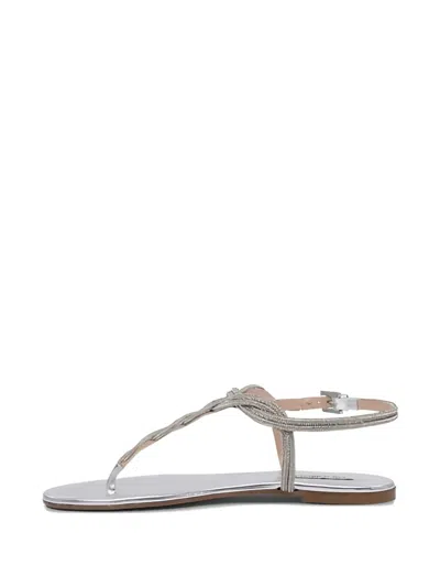 Ninalilou Braided Leather Sandals With Silver Finish In Silver