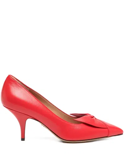 Ferragamo Pointed-toe Pump With Mid-height Stiletto Heel In Red