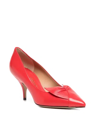 Ferragamo Pointed-toe Pump With Mid-height Stiletto Heel In Red