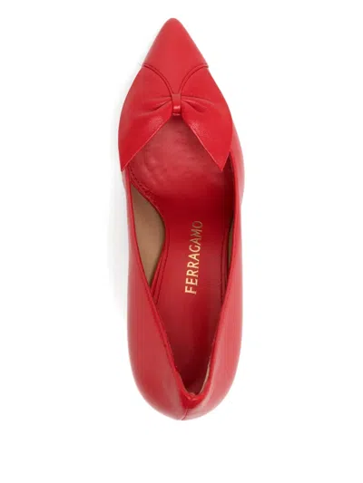 Ferragamo Pointed-toe Pump With Mid-height Stiletto Heel In Red