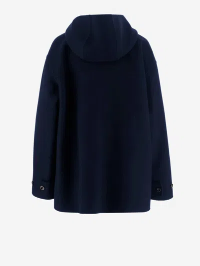 Jil Sander Women Navy Blue Wool Jacket, Xs Luxury Sweatshirts & Hoodies For Women Darveys In Blue