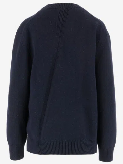 Jil Sander Asymmetrical Wool-blend Sweater In Blue