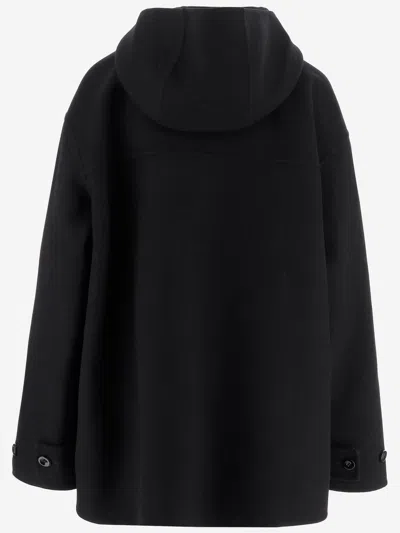 Jil Sander Wool Jacket With Hood And Button Cuffs In Black