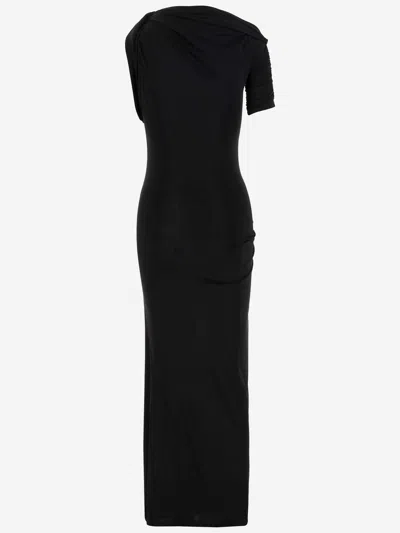 Jacquemus Short-sleeved Black Viscose Midi Dress In Black