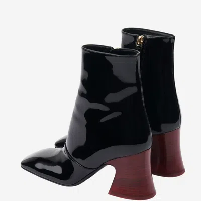 Chloé Chloè Janis Ankle Boots With Glossy Leather Heel In Black