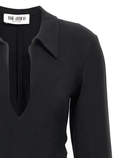 Attico Black Scoop-neck Mini Dress