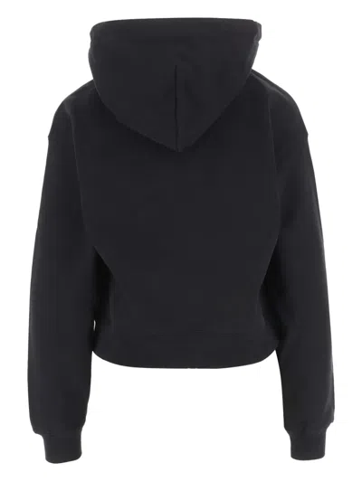 Jacquemus Le Hoodie Gros Grain Black Cropped Hoodie With Drawstring Hood And Logo Patch On The Front In Cotton In Black