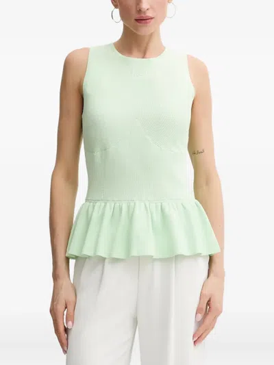 Karl Lagerfeld Ribbed Peplum Top In Multi