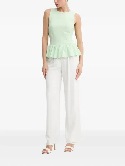 Karl Lagerfeld Ribbed Peplum Top In Multi