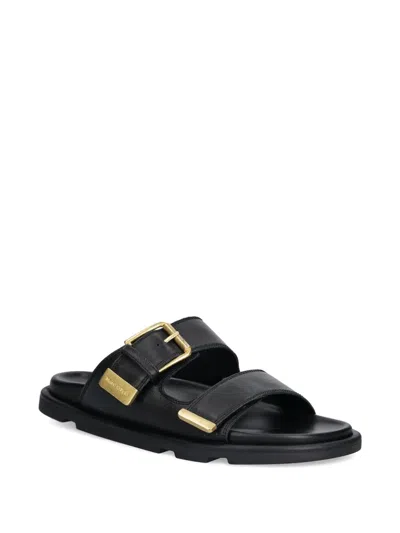 Marc O'polo Buckle-detail Leather Slides In Black