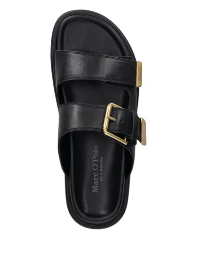 Marc O'polo Buckle-detail Leather Slides In Black