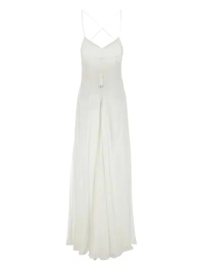 Max Mara Calmi Georgette Maxi Dress In Gray
