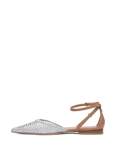 Lella Baldi Woven Leather Ankle-strap Pumps In White