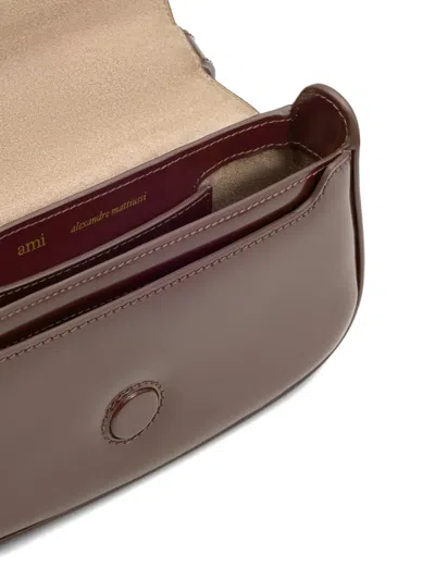 Ami Alexandre Mattiussi Ami Paris Paris Crossbody - Leather - Burgundy In Red