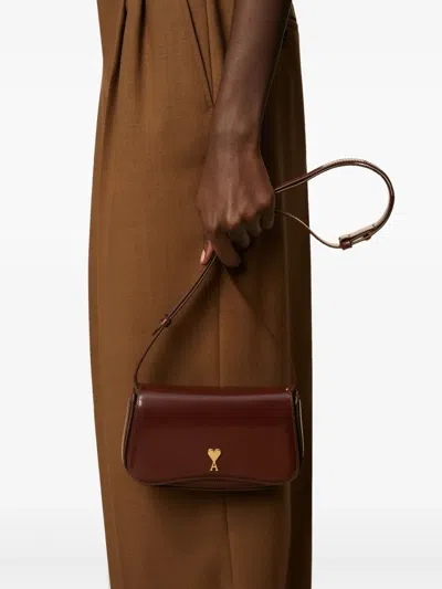 Ami Alexandre Mattiussi Ami Paris Paris Crossbody - Leather - Burgundy In Red