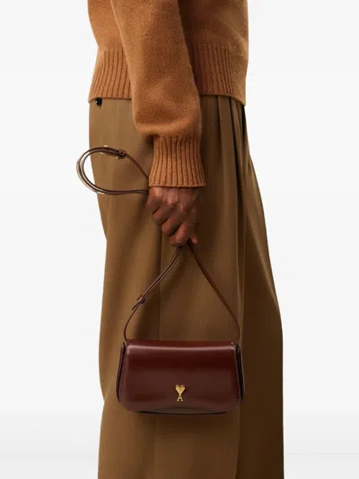 Ami Alexandre Mattiussi Ami Paris Paris Crossbody - Leather - Burgundy In Red
