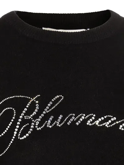 Blumarine Crystal-embellished Wool Sweater In Black