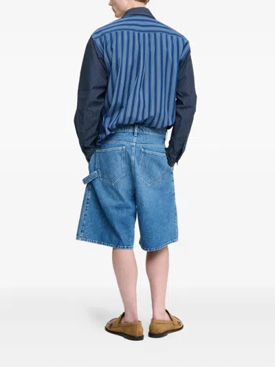 Jw Anderson Twisted Workwear Anchor-patch Denim Shorts In Blue