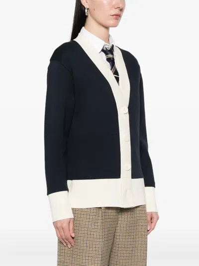 Thom Browne Contrasting-trim V-neck Cardigan In Black