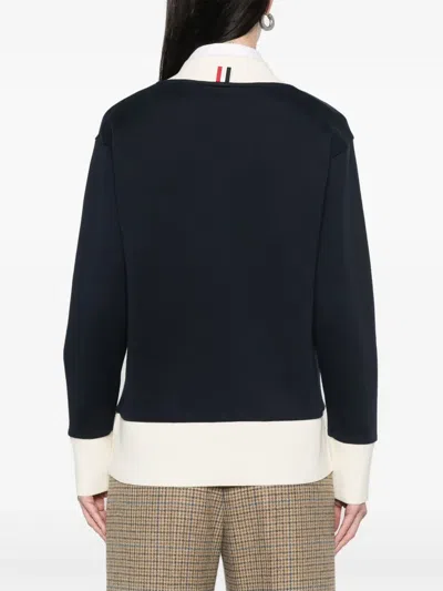 Thom Browne Contrasting-trim V-neck Cardigan In Black