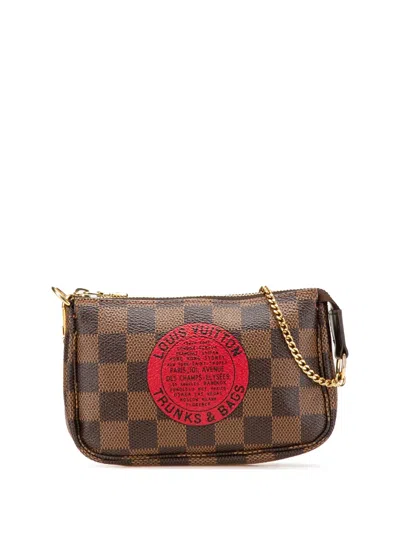 Pre-owned Louis Vuitton 2008 Damier Ebene Trunks And Bags Mini Pochette Accessoires Handbag