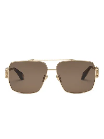 Roberto Cavalli Logo-plaque Sunglasses In Brown
